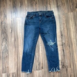 Old Navy Women's Distressed Dark Blue Boyfriend Jeans